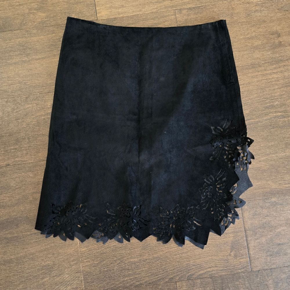 Parallel Suede Leather Lace Mini Cutout skirt size 6 S